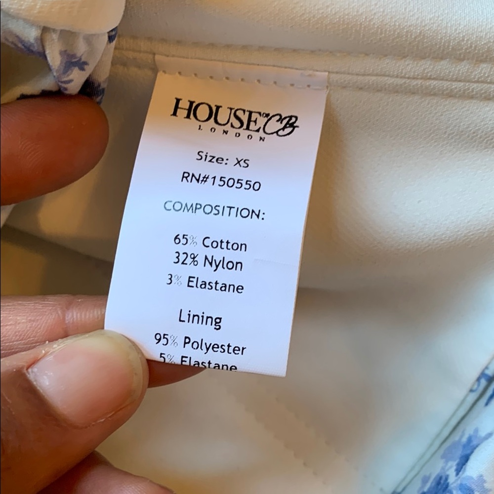 House of CB | EUC Blue Print Cropped Corset Top | Sz XS - Picture 5 of 12